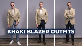 3 SIMPLE Khaki Blazer Combinations | Spring Outfits for Men 2021