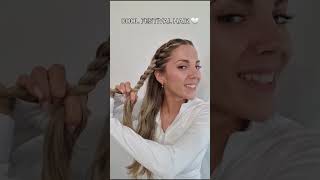 FESTIVAL SPACE BUNS 🎵 #hairstyle #hairtutorial #hairtok #braids #spacebuns #updo #spacebuns #hair