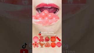 ASMR RED EMOJI FOOD kohakuto jelly tanghulu sprinkle honey jelly roasted marshmallow popping boba
