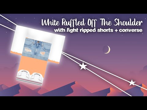 Roblox Speed Design - White Ruffled Off The Shoulder With Light Ripped Shorts