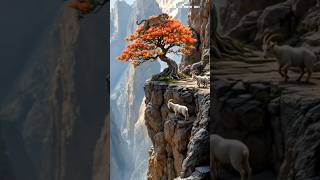 💥💥 Leopard Attacks From Tree — But Mountain Goats Outsmart Him! 나무 위에서 공격하는 표범 ⛰️🐐🐆 #shorts #goat