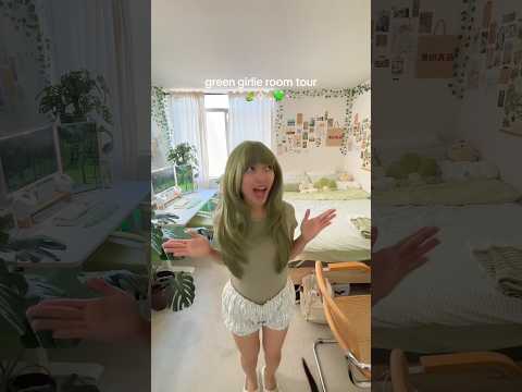 green girlie room tour🍵🍃 #roomtour #aestheticroom #pinterestinspired