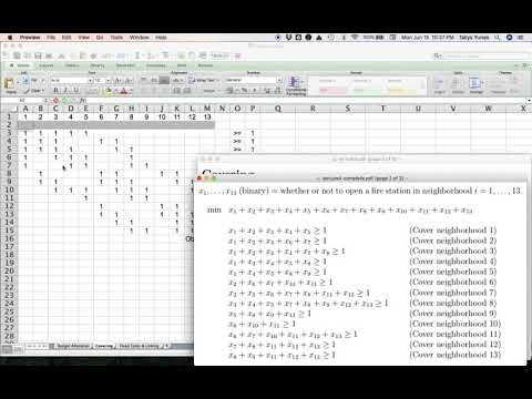 Integer Programming: Set Covering with Excel Solver