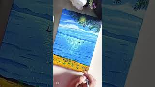 Acrylic painting on canvas. #art #acrylicscenery #painting #begginers #canvasart #shorts #viral
