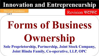 Forms of business ownership, form of ownership, Innovation and Entrepreneurship, aktu mba lectures