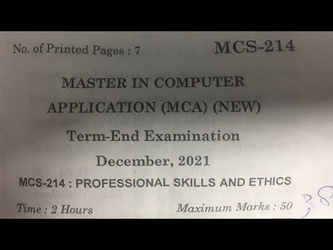 MCS214 / MCS-214 / PROFESSIONAL SKILLS AND ETHICS / PREVIOUS PAPER OF MCA NEW / IGNOU PAPER MCS NEW