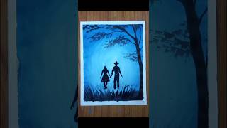 how to draw couple scenery || 👫 😍 😍 || #painting #moonlightscenery #art #moonlightnightscenery
