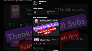 100 Subscriber thanks, subscribe for frontend dev videos! #music #frontenddevelopment #jsdev