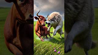Wolf attack on a baby calf mother save him #motherslove #cow #calf