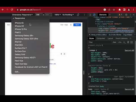 video 7 browser developer tools change device size