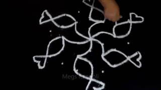 Fish Muggulu with dots | Meen kolam | Small fish rangoli