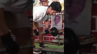 Barbell Row 1) Latissimus dorsi 2) Erector spinae, trspezius, rhomboids, rear deltoid ASHOK GYM-1994