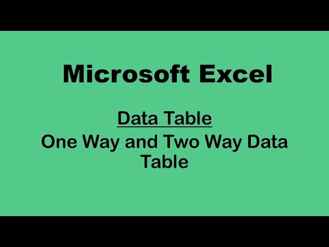 Data Table- One Way and Two Way Data Table