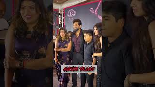 Arun Vijay with his wife, son and daughter on his new debut movie release announcement show