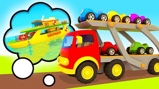Helper Cars & the ferry. Car transporter for racing cars. New episodes of car cartoons for kids.