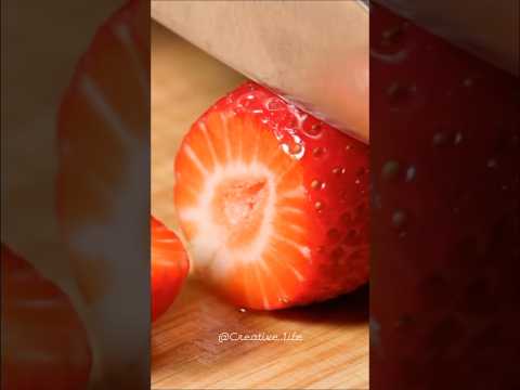 Satisfying Slow Motion Strawberry Cutting 🍓🔪 | ASMR Fruit Slice #shorts
