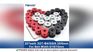POWGE GT 20 Teeth 2GT Timing Pulley Bore 4/5/6/6.35/8mm for 2MGT GT2 Synchronous belt width 6/10/15m