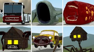 BUS EATER BUILDER, SEA EATER, TRAIN EATER, HOUSEHEAD BUSEATER VS ALL TREVOR HENDERSON BATTLE In GMOD
