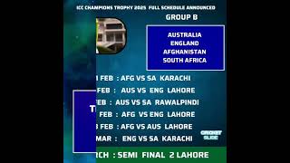 Icc Champions Trophy 2025 Schedule Announced 🏏🔥 Icc Champions Trophy 2025 🏏