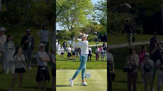 Nelly Korda's flawless iron tee shot at Liberty National Golf Club during 2025 Mizuho Americas Open