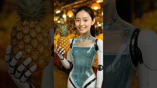 Robot girl makes pineapple juice#robot #market #futuretech #viral #shorts