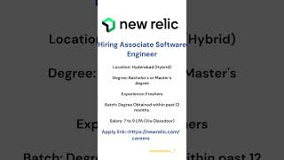 New relic hiring associate software engineer#job#jobvacancy#softwareengineer#youtubeshorts