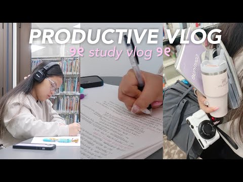 PRODUCTIVE college vlog 👩🏻‍💻 exams, study with me, note-taking, balancing life, realistic & busy