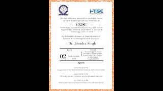 Inauguration of i-RISE, Technology Business Incubator of IISER Mohali