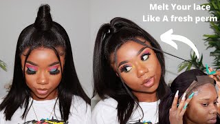 Half Up Half Down Yaki Straight Protective Style (Very Detailed) How To Melt Lace | RPGHair | Chev B