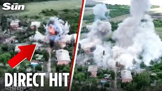 Ukrainian fighter jet BLASTS Russian positions with devastating guided missiles
