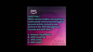 Question 7 : Aws exam questions and answers #shorts #viral #trending #trendingshorts