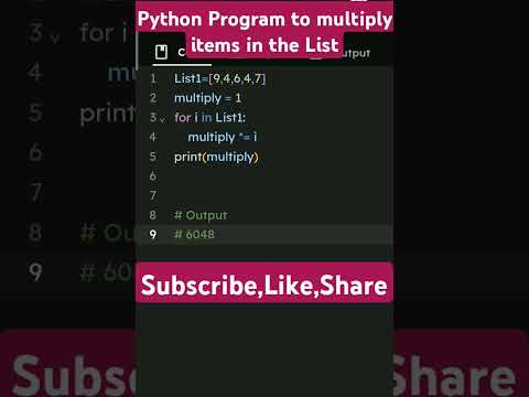Python Program to multiply all the items in the list #youtubeshorts #youtube #shortvideo #ytshorts