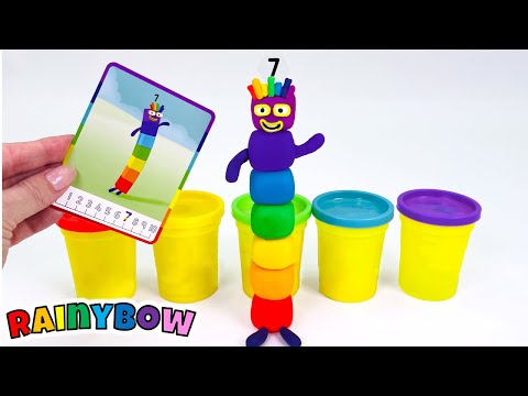 Make Your Own Number Seven Rainbow Character with Dough