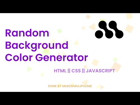 Random Background Color Generator using HTML || CSS || Javascript . Done By MukeshRajPulime