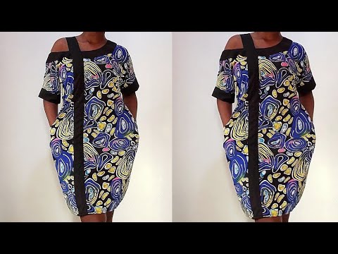 How To Sew This Trendy Cold Shoulder Bubu Dress With Asymmetrical Neckline.