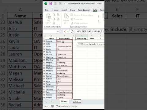 FILTER function in Microsoft Excel
