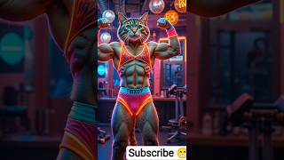 Cat in gym #shorts @YouTube #funny #avengers #ai #cat #1kcreator #phonkagress #comedymusic #gym