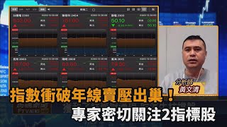 台股看民視／指數衝破年線「賣壓出巢」！專家曝2指標股值得期待－民視新聞