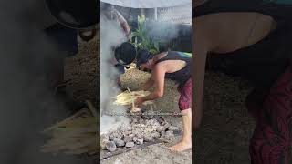 Here's how it's done! American Samoa Umu Feast at Tisa's Barefoot Bar. #bbqing #samoanfood #ocean
