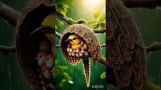 mother birds sheltering her Chicks form the rain #ai #aishorts #aibirds #ainature