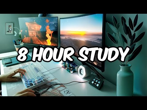 8-HOUR study with me, 50 minutes pomodoro 📚 rain sounds 🌧