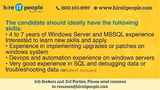 Infrastructure Management Jobs | Microsoft Technologies  | Austin, TX | Job ID: 36332 |