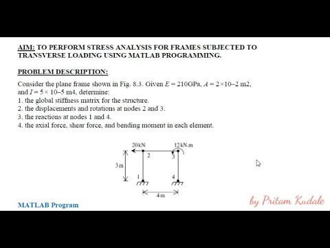 Stress analysis for frames subjected to transverse loading using MATLAB Program