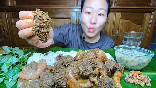 Beef Innards Curry || Special Beef Intestine Curry || Potato Eromba || Raw Fish Mint || Mukbang