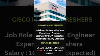 🚨 CISCO Jobs 2025 Hiring Freshers FOR SOFTWARE ENGINEER. #jobsearch #subscribe #jobs