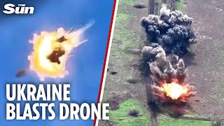 Russian Shahed drone EXPLODES mid-flight after being blasted out of the sky by Ukraine's air command