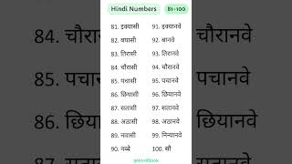 Hindi numbers 81 to 100 | हिंदी गिनती 81 से 100 तक #hindinumbers #learninghindi