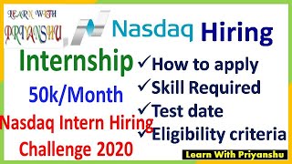 Nasdaq Intern Hiring Challenge 2020 | Internship 2022 Batch|