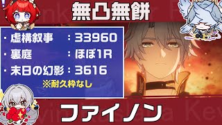 【崩スタ】無凸無餅 ファイノン、サンデー、ブローニャ、トリビー｜裏庭12（混沌の記憶）、末日の幻影、虚構叙事【崩壊スターレイル／スタレ／Honkai Star Rail】