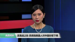 贸易战之际 民调指美国人对中国好感下降